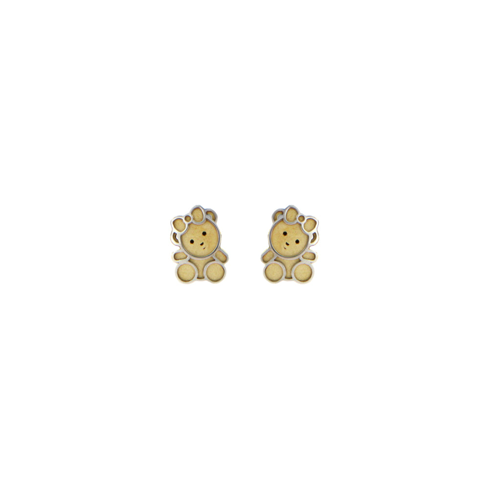 18ct gold Two-tone bear earrings