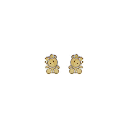 18ct gold Two-tone bear earrings