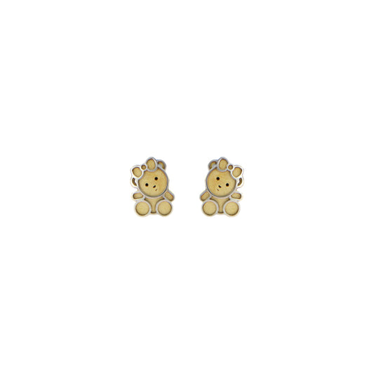 18ct gold Two-tone bear earrings