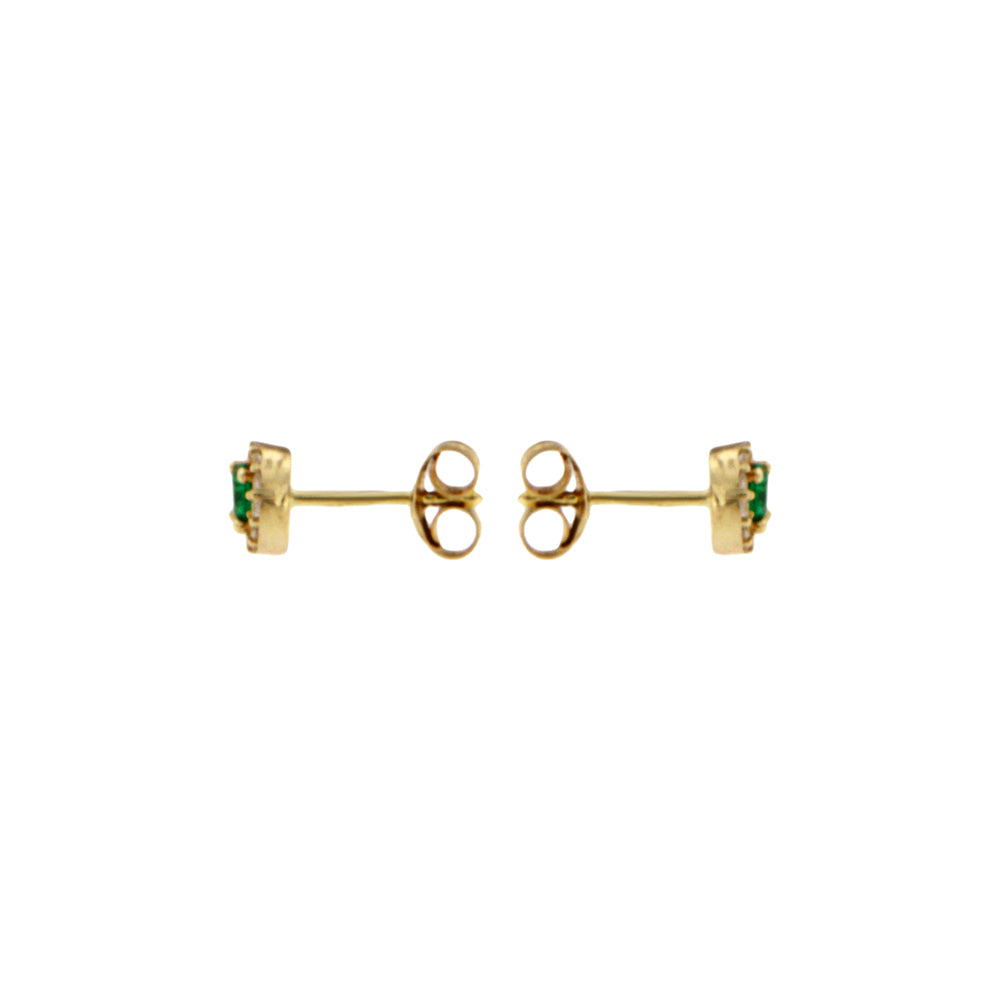 18ct gold  Green stone earrings