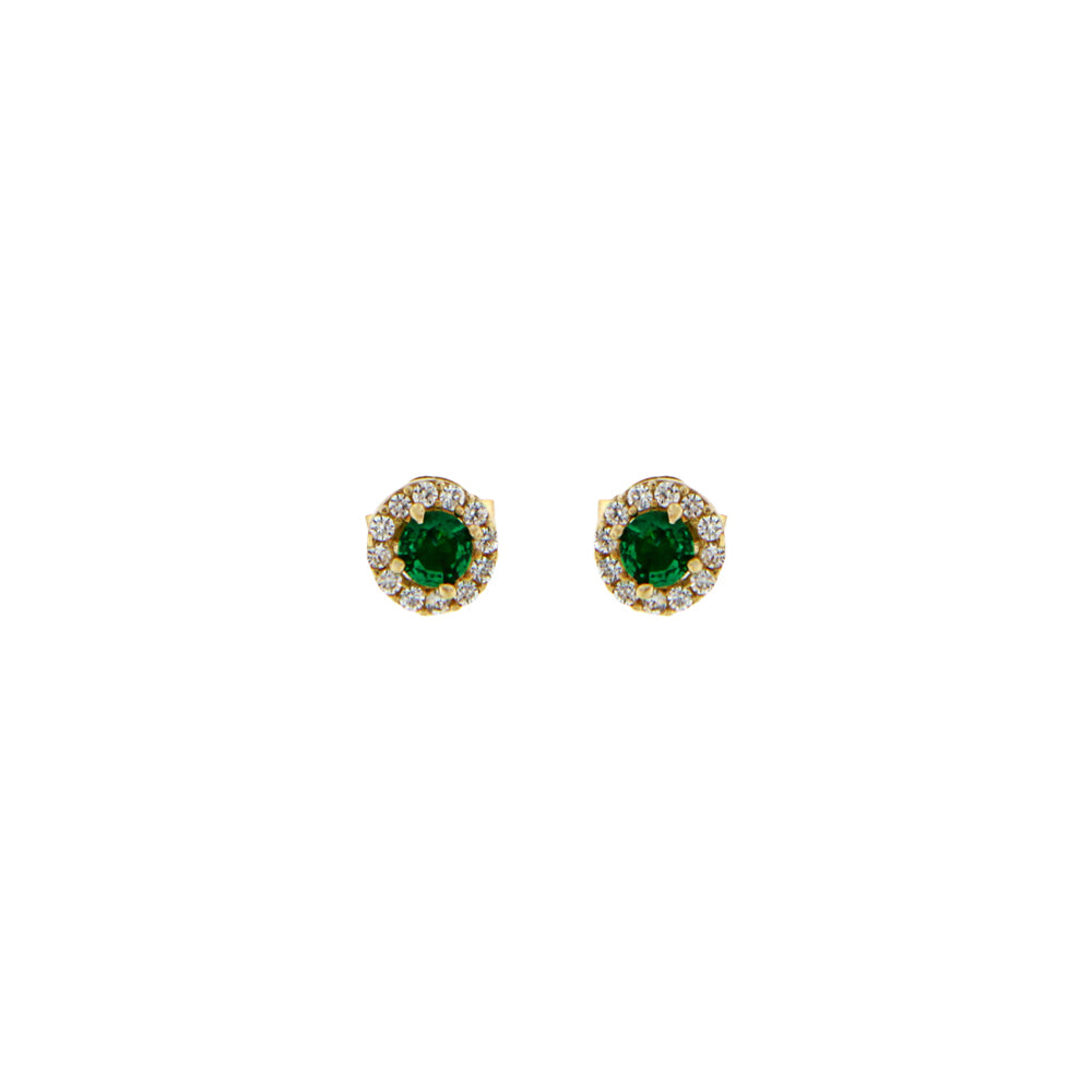 18ct gold  Green stone earrings