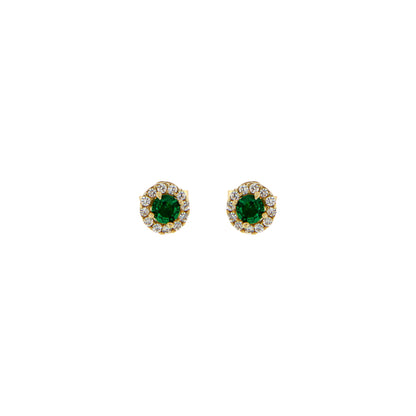 18ct gold  Green stone earrings