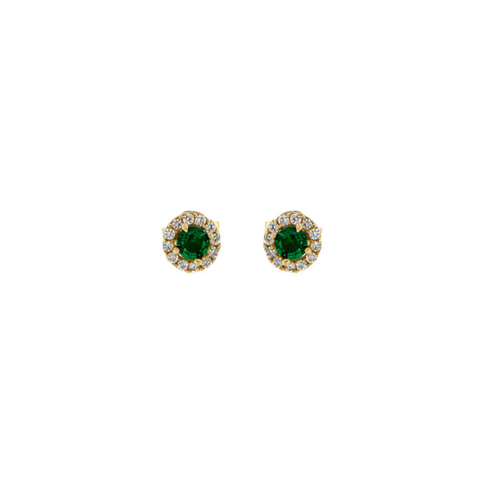 18ct gold  Green stone earrings