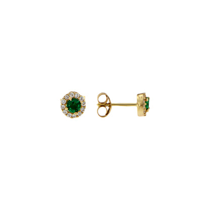 18ct gold  Green stone earrings