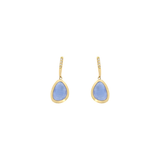 18ct gold Long blue earrings