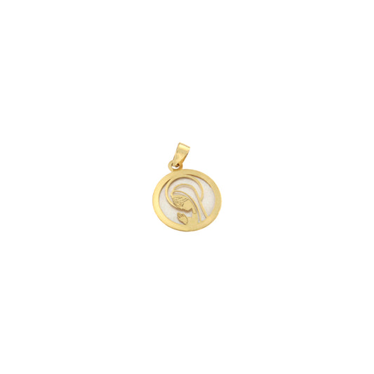 18ct gold Small mother-of-pearl virgin medal pendant