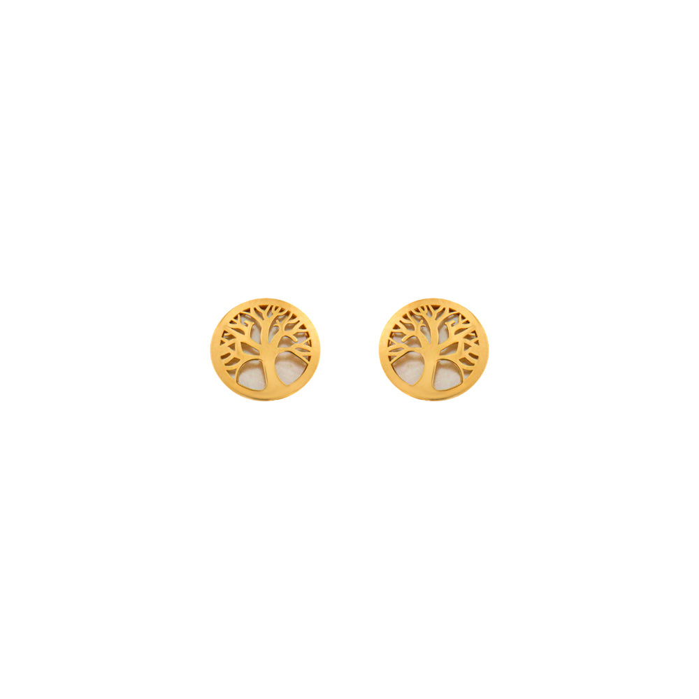 18ct gold Mother-of-pearl tree of life earrings