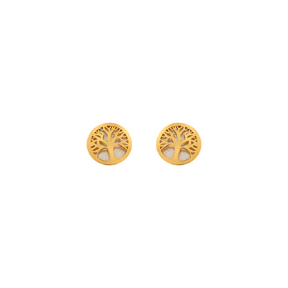 18ct gold Mother-of-pearl tree of life earrings