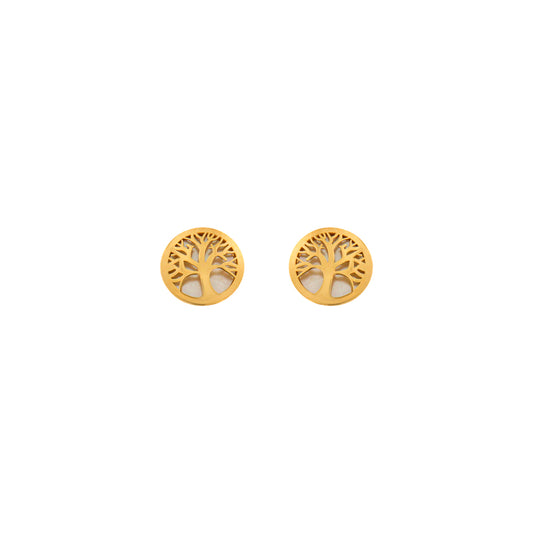 18ct gold Mother-of-pearl tree of life earrings