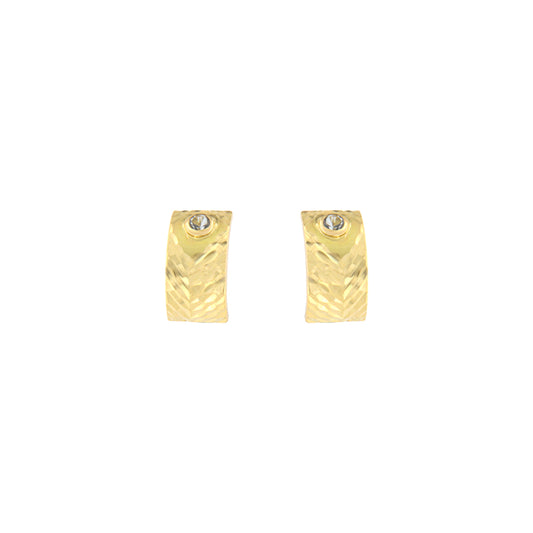 18ct gold Texture and stone earrings