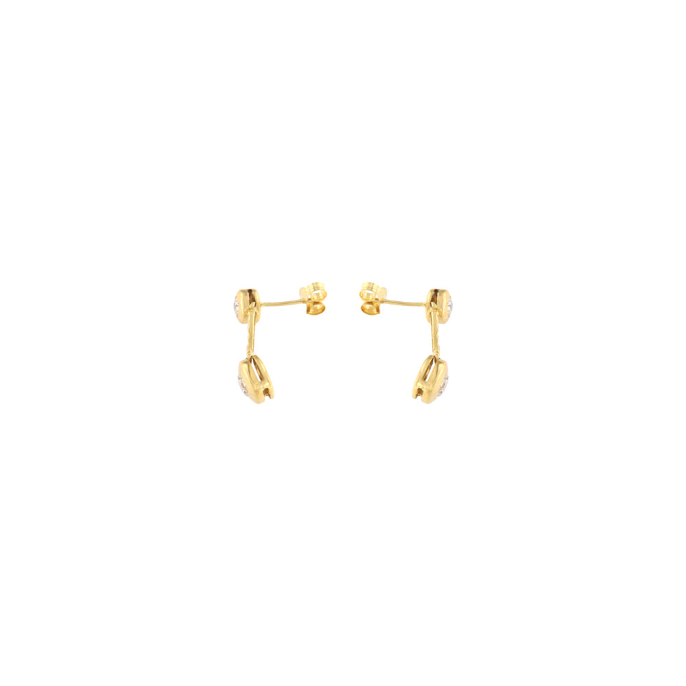 18ct gold Flat double earrings with white stones