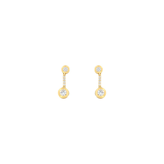 18ct gold Flat double earrings with white stones