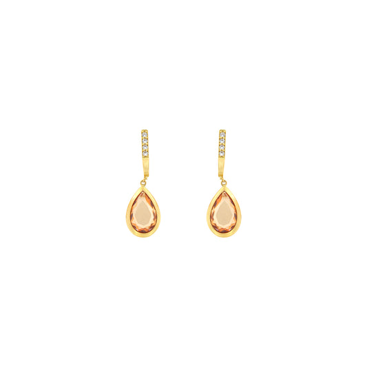 18ct gold Long champagne drop earrings