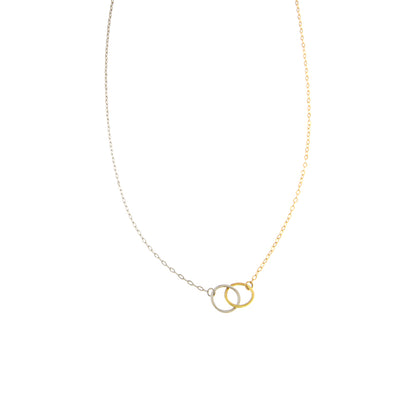 18ct gold White & yellow hoop necklace