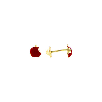 18ct gold Apple earrings