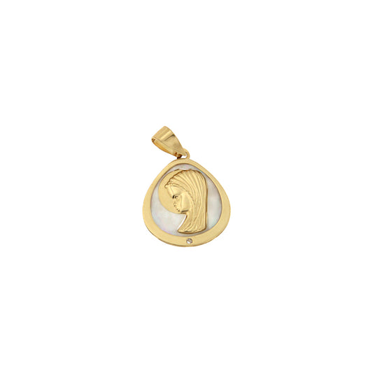 18ct gold Virgin mother-of-pearl medal pendant