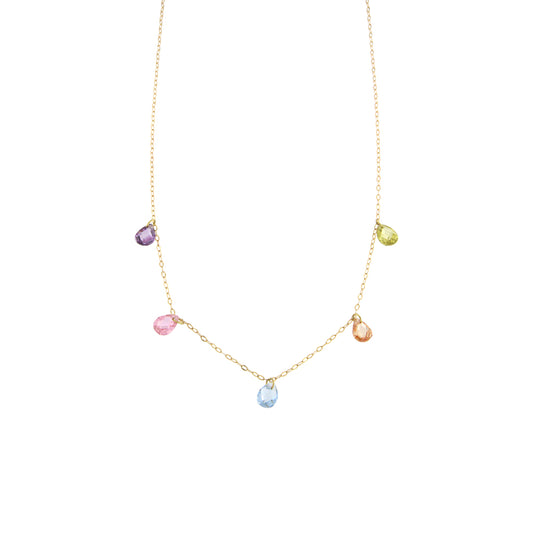 18ct gold Colored drops necklace