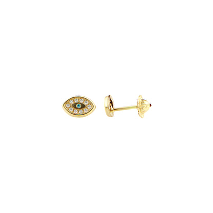 18ct gold Turkish eye earrings