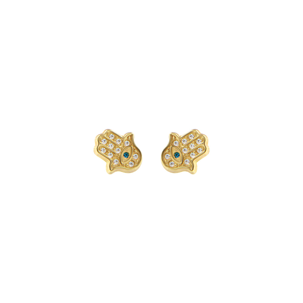 18ct gold Hand of Fatima earrings