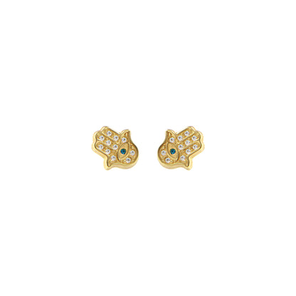 18ct gold Hand of Fatima earrings