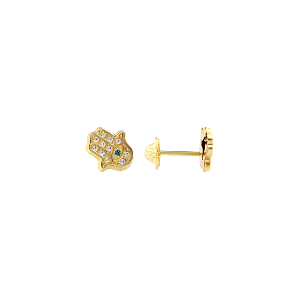 18ct gold Hand of Fatima earrings