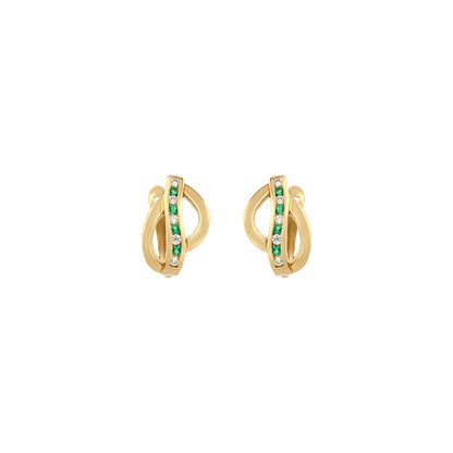 18ct gold  White and green stone earrings