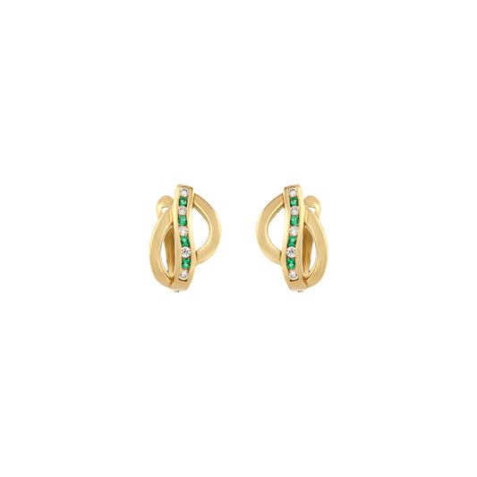 18ct gold  White and green stone earrings