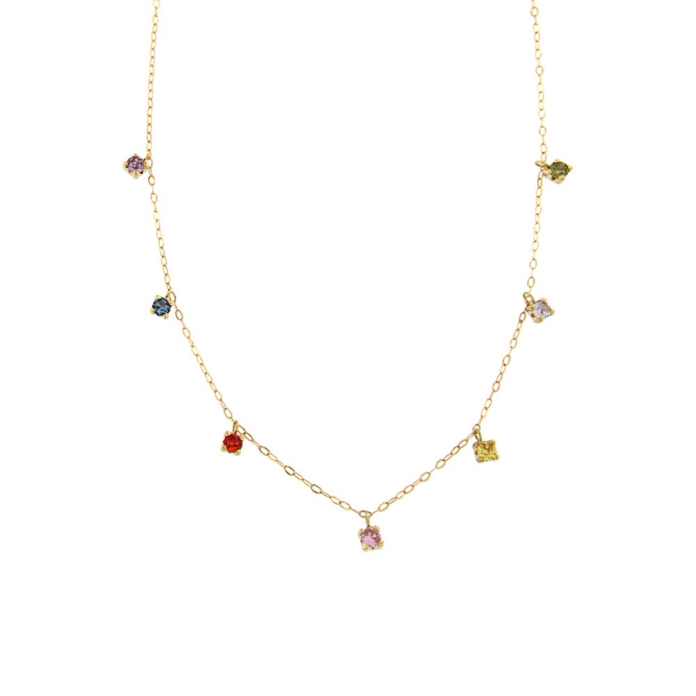 18ct gold Colorful stone necklace