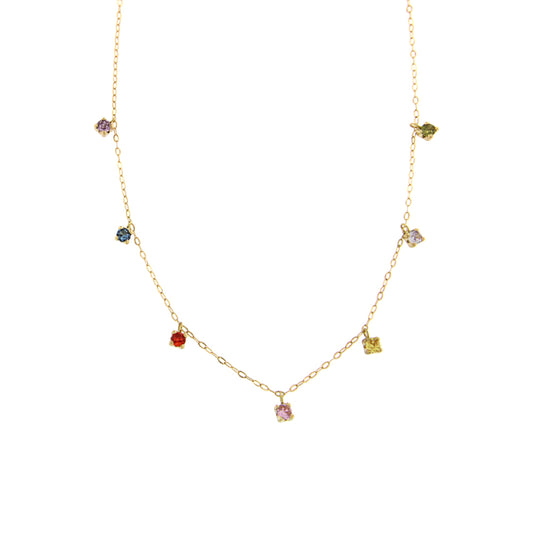 18ct gold Colorful stone necklace