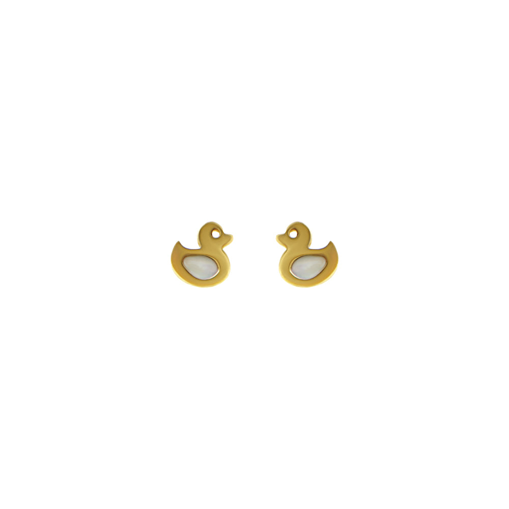 18ct gold Nacre duck earrings