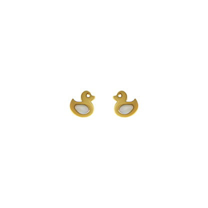 18ct gold Nacre duck earrings