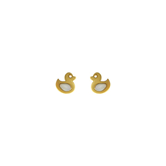 18ct gold Nacre duck earrings