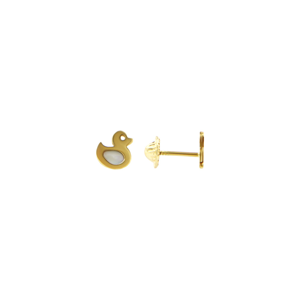 18ct gold Nacre duck earrings