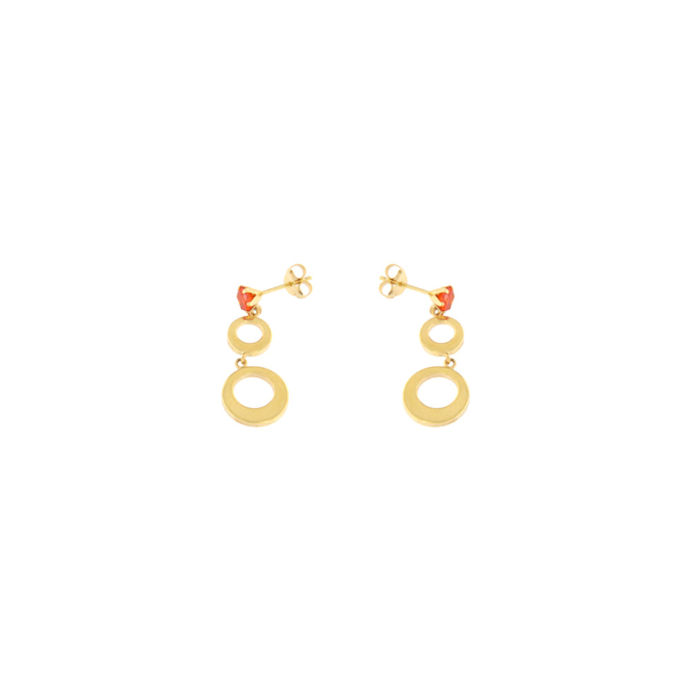 18ct gold Orange stone circle earrings