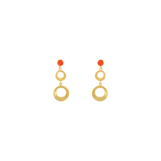 18ct gold Orange stone circle earrings