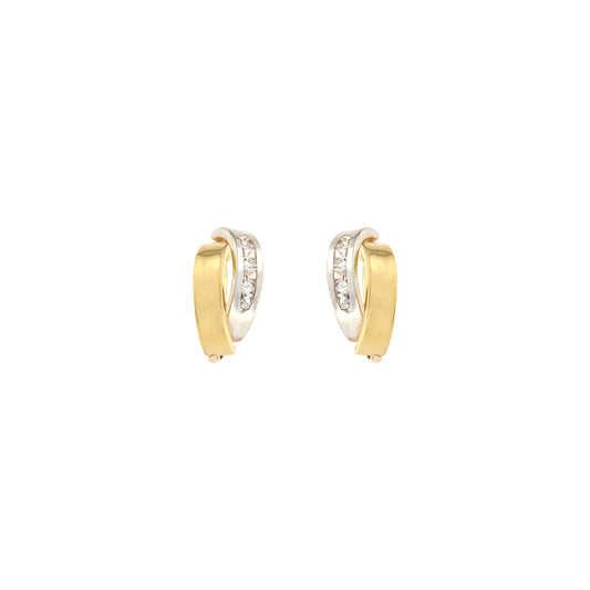 18ct gold Two-tone stone hoops