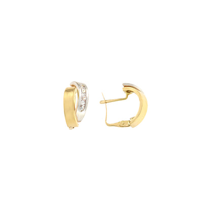 18ct gold Two-tone stone hoops