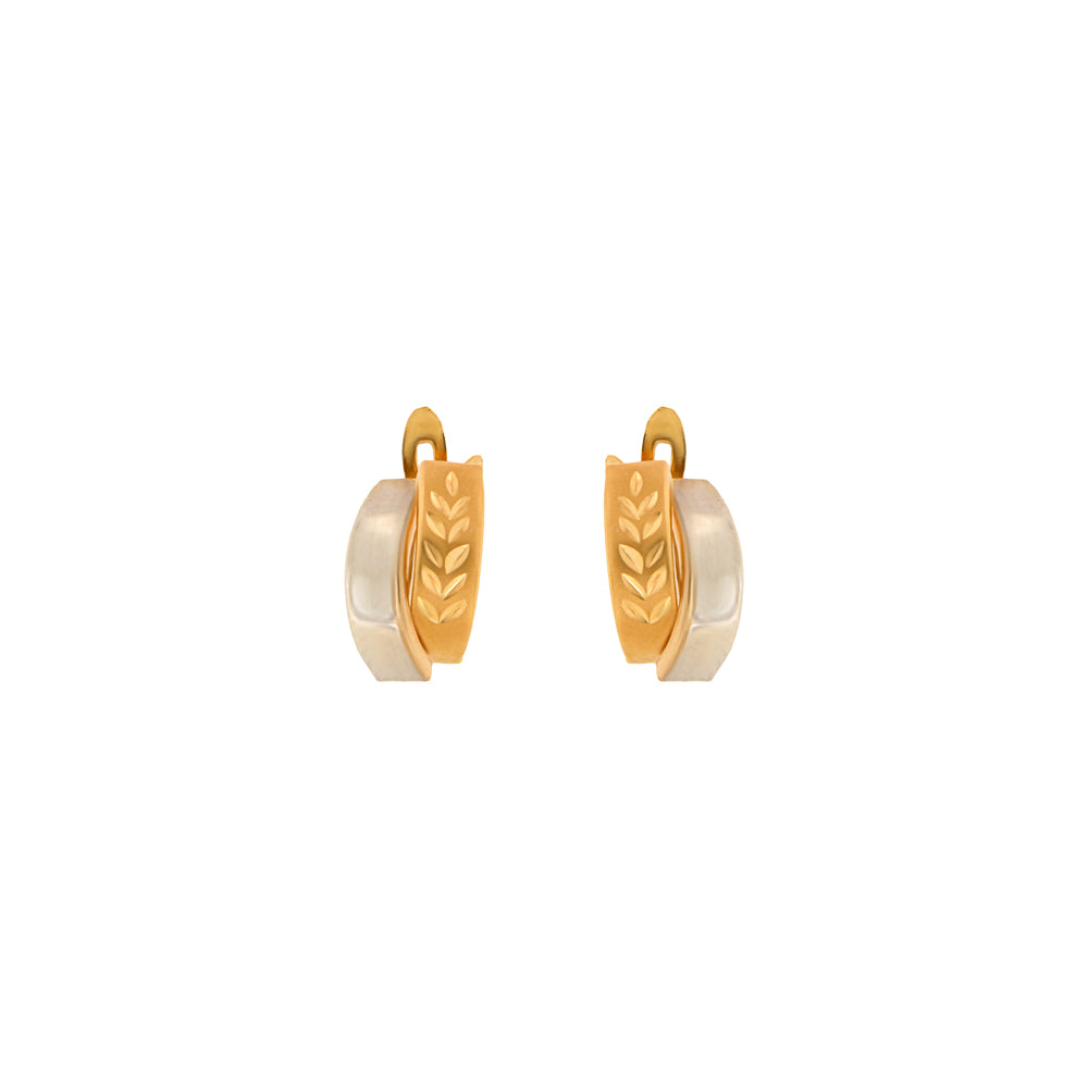 18ct gold Two-tone leaf earrings