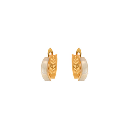 18ct gold Two-tone leaf earrings