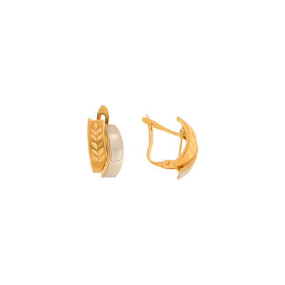 18ct gold Two-tone leaf earrings