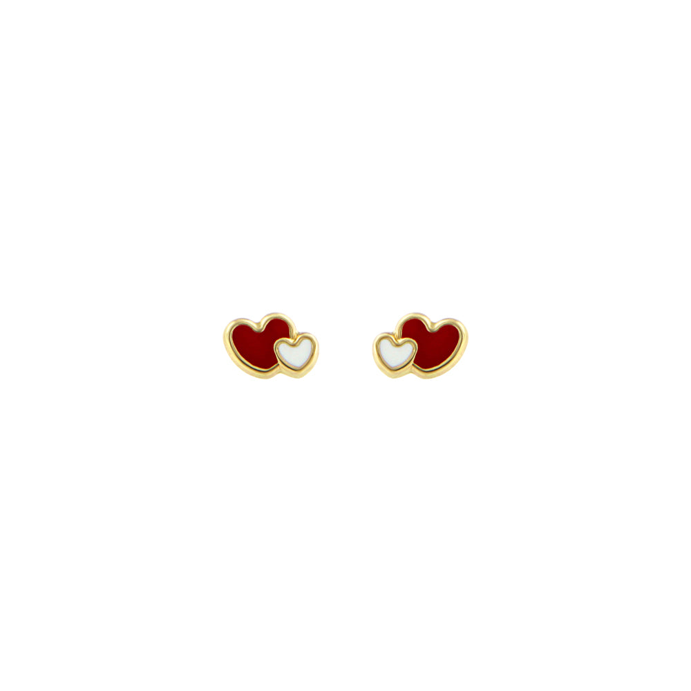 18ct gold Double heart earrings