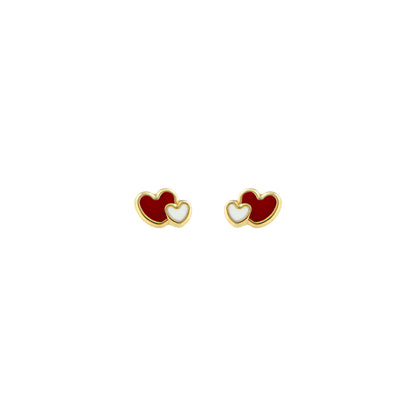 18ct gold Double heart earrings