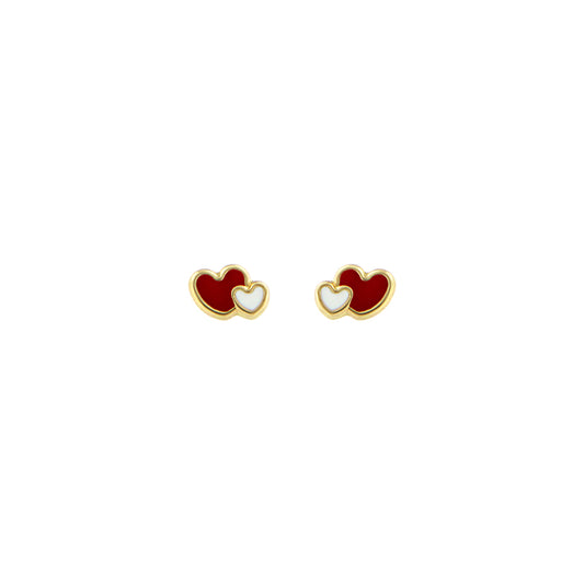 18ct gold Double heart earrings