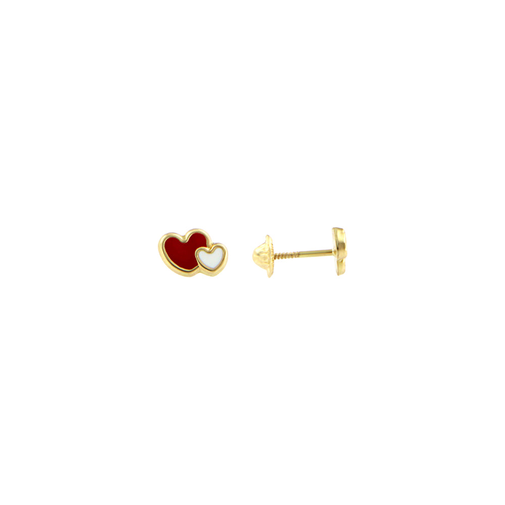 18ct gold Double heart earrings