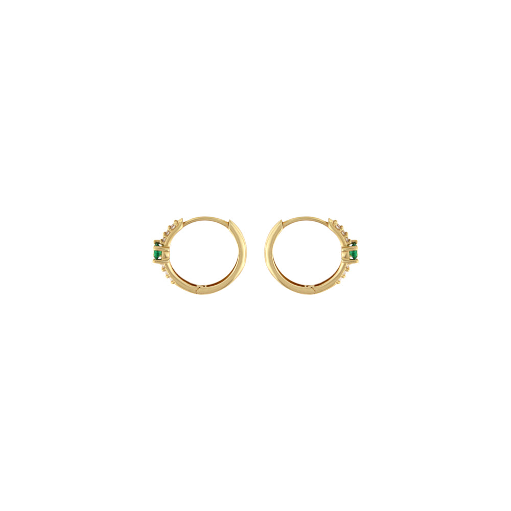 18ct gold Green stone hoop earrings