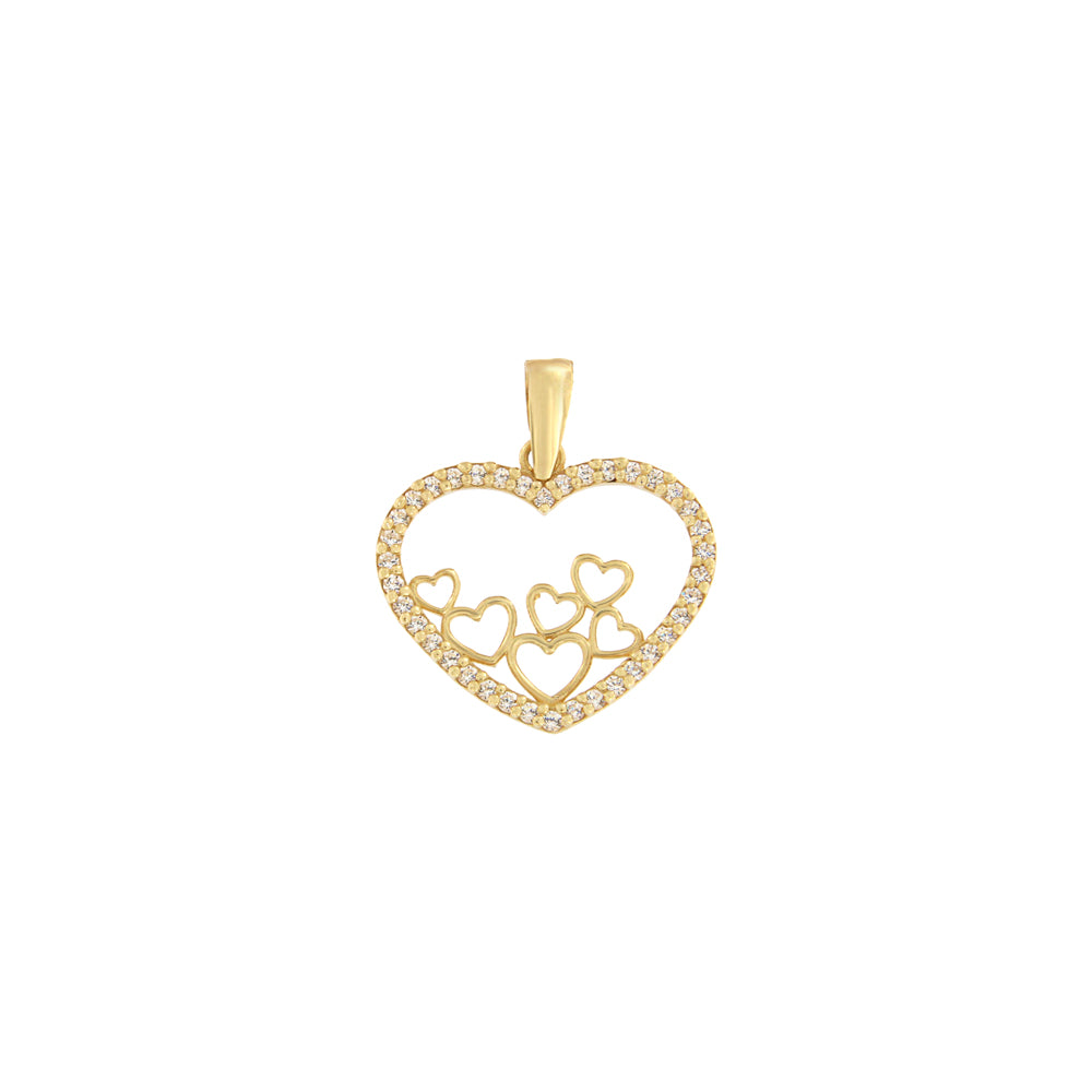 18ct gold heart with hearts inside pendant