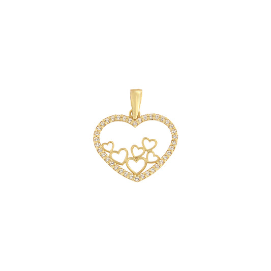 18ct gold heart with hearts inside pendant