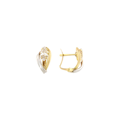 18ct gold Bicolor marquise stone earrings