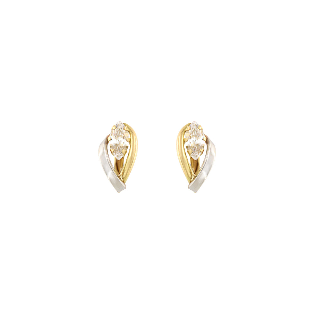 18ct gold Bicolor marquise stone earrings