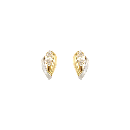 18ct gold Bicolor marquise stone earrings